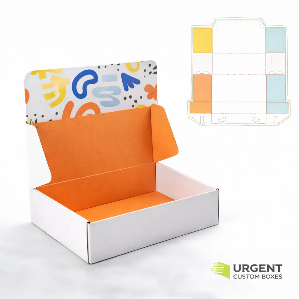 Custom auto bottom printed box with display lid