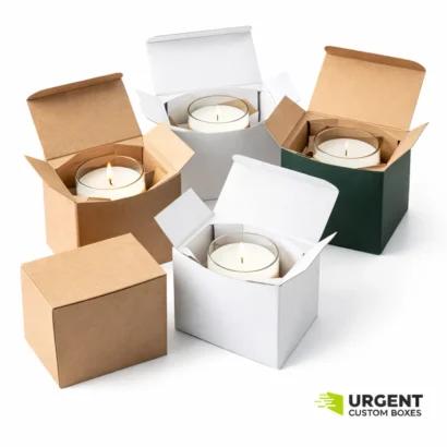 Custom candle boxes with inserts on white background