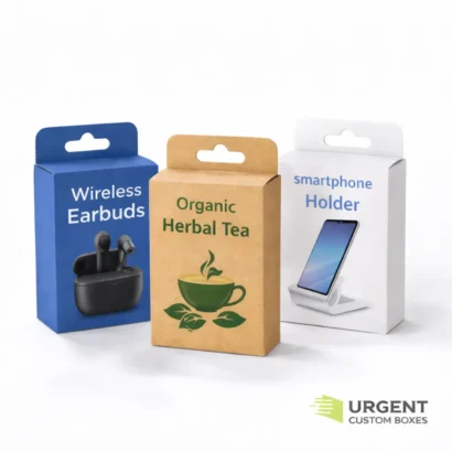 Custom hang tab boxes for retail display