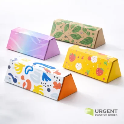 Custom prism-shaped boxes on white background
