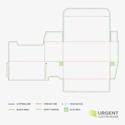 Dieline layout for custom flip out open dispenser box