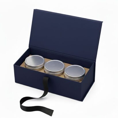 Luxury custom candle tin container with decorative design