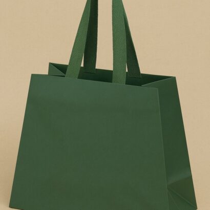 Green custom gift bags with eco-friendly paper handles