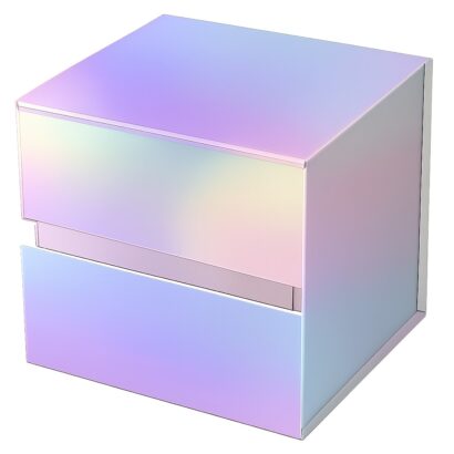 Holographic gift box with rainbow metallic finish