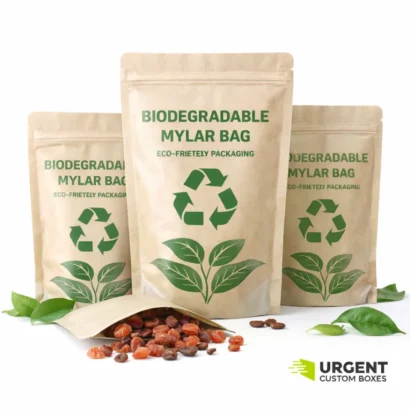 Biodegradable Mylar bags for eco-conscious packaging with printed logo