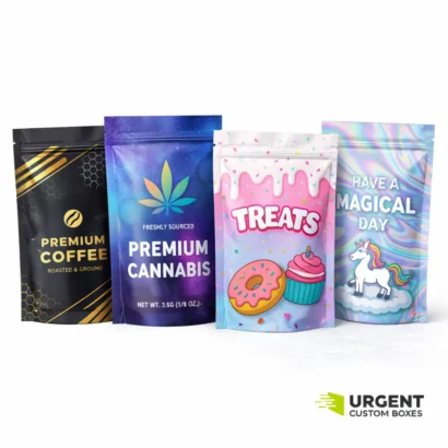 Custom designer mylar bags with colorful printed designs