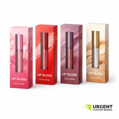 Custom lip gloss boxes on white background