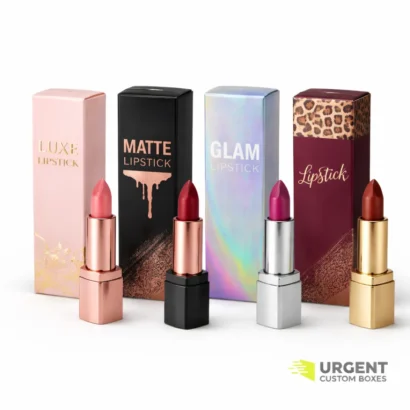 Custom lipstick boxes with lipsticks and logo