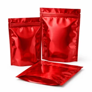 Customized red Mylar bags for item packaging