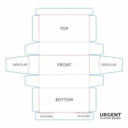 Dieline of foldable apparel gift box with cut and fold lines