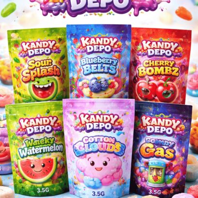 Kandy Depo 3.5 G custom Mylar bags with color ful candy themed designs