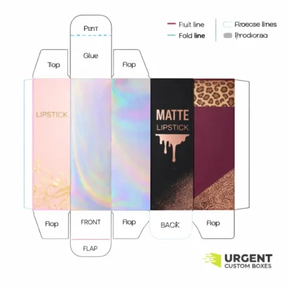 Lipstick packaging dieline template with logo