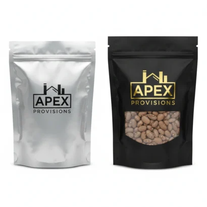 Matte black 2-quart Mylar bag with gold Harvest logo