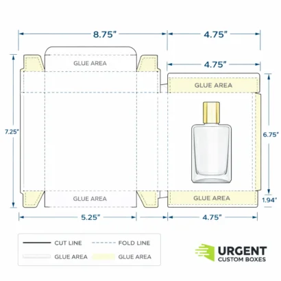 Perfume gift box dieline template with logo
