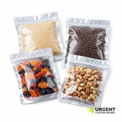 Vacuum-sealed Mylar bags with food items