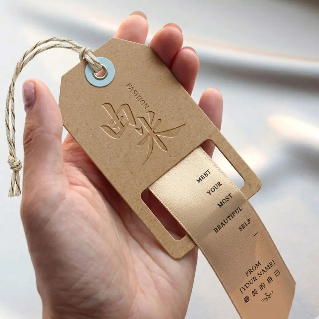 Custom Kraft Paper Gift Tag with Satin Ribbon