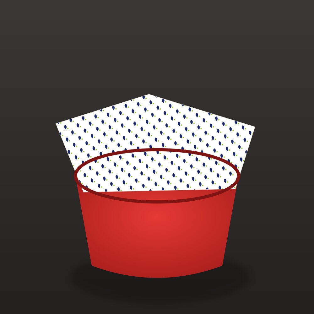 Red food basket lined with a custom printed white basket liner sheet